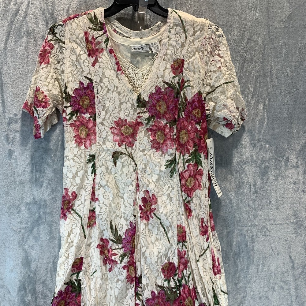 VTG Nostalgia Women Maxi Dress Lace Floral Slip Dress Coquette Fairy Cottagecore